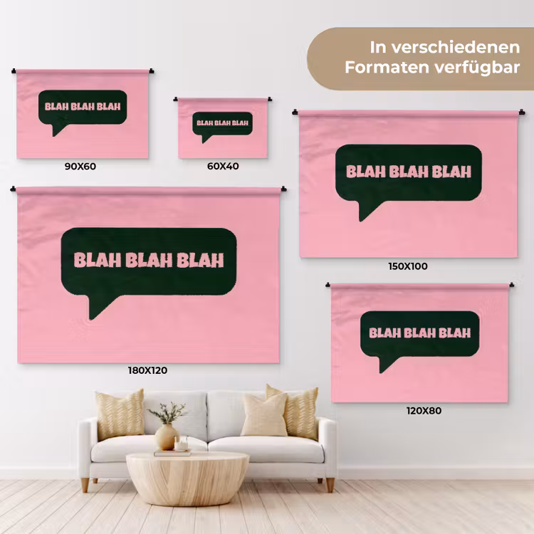 Roze - Tekstwolk - Groen - BLAH BLAH BLAH Wandkleed katoen klein -tsfeer8_DE