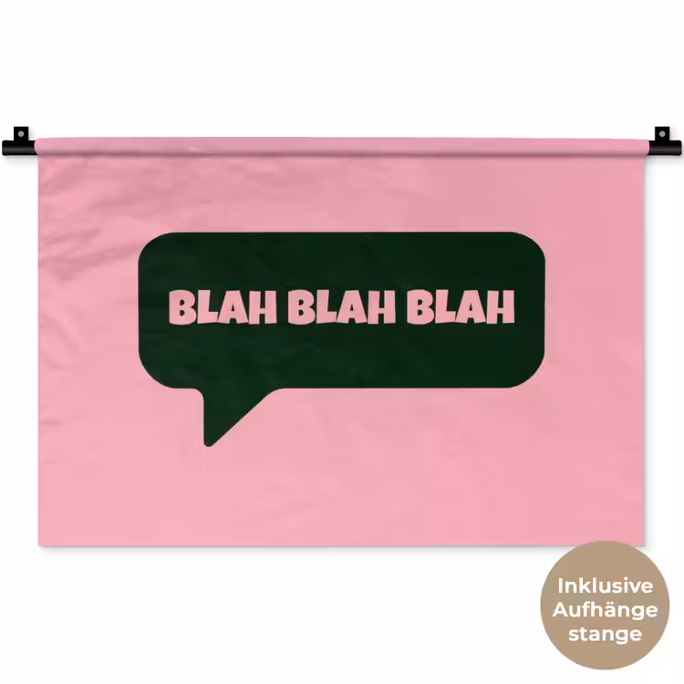 Roze - Tekstwolk - Groen - BLAH BLAH BLAH Wandkleed katoen klein -t3d_DE