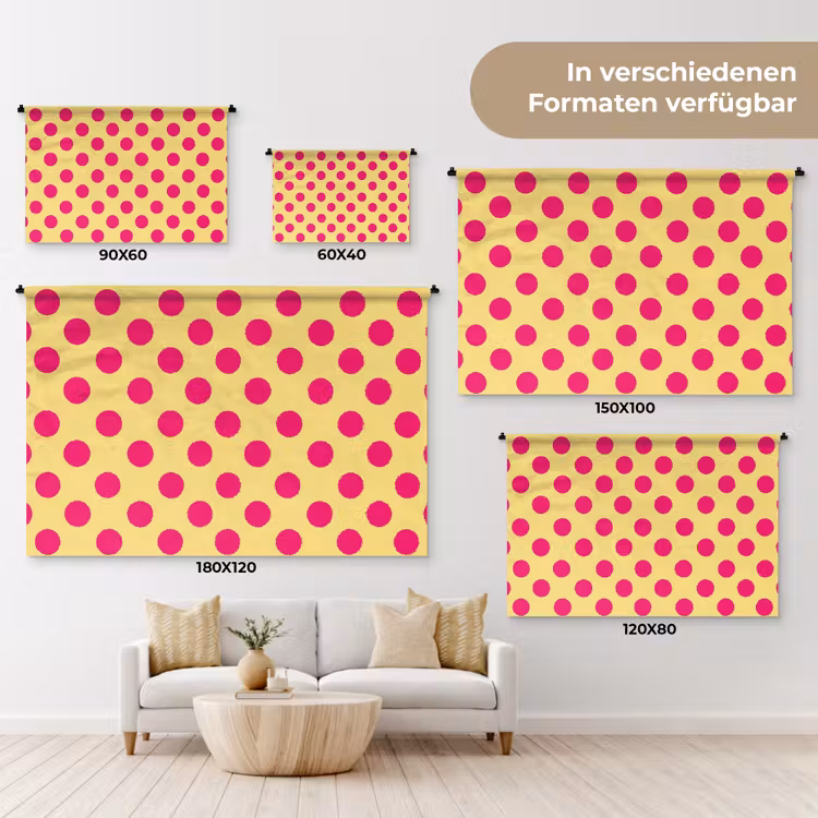 Roze - Stippen - Geel Wandkleed katoen klein 269 -tsfeer8_DE