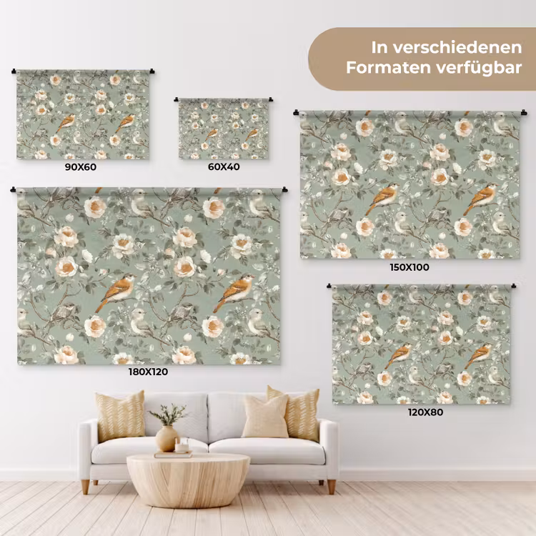 Roze - Vogels - Kleurrijk Wandkleed katoen klein 269 -tsfeer8_DE