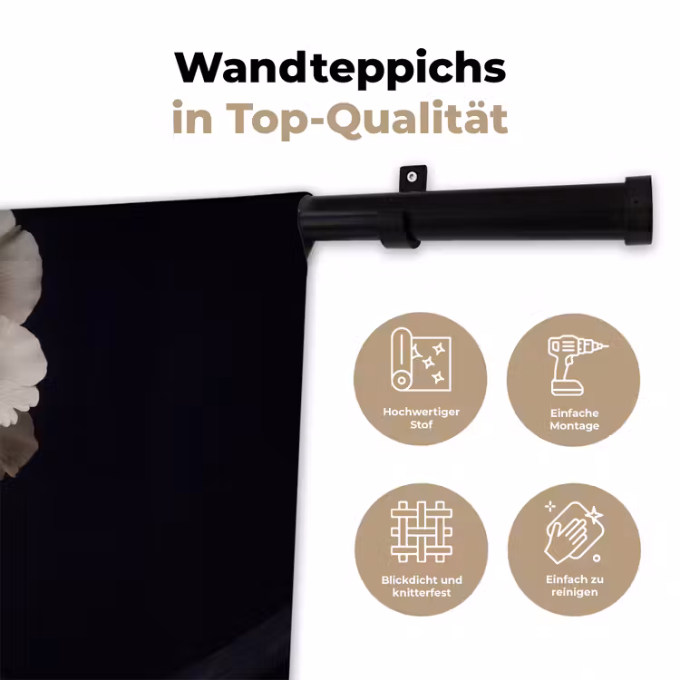 Roos - Tijdloos - Zwart Wandkleed katoen klein -tsfeer2_DE