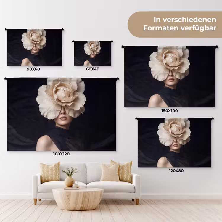 Roos - Tijdloos - Zwart Wandkleed katoen klein -tsfeer8_DE
