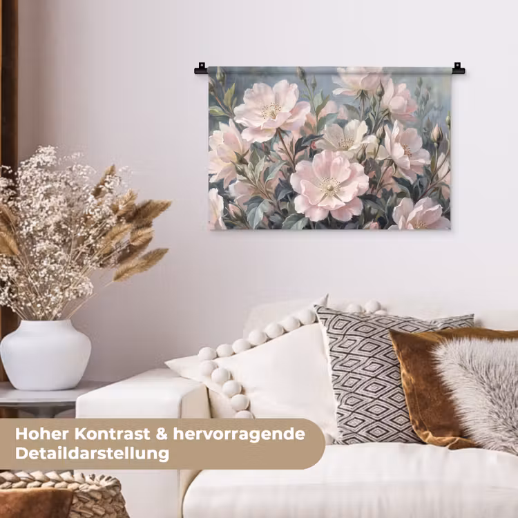 Rozen - Illustratie - Roze Wandkleed katoen klein -tsfeer1_DE