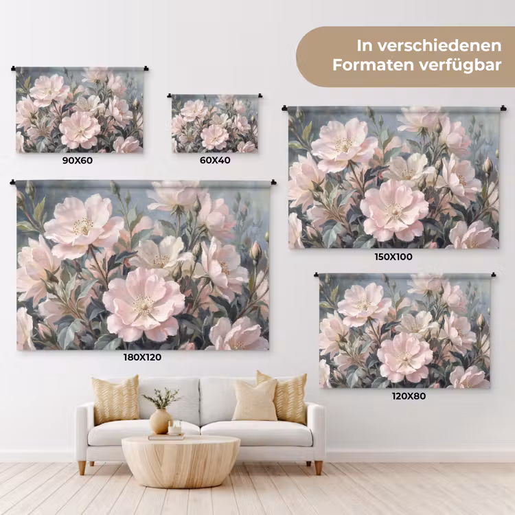 Rozen - Illustratie - Roze Wandkleed katoen klein -tsfeer8_DE