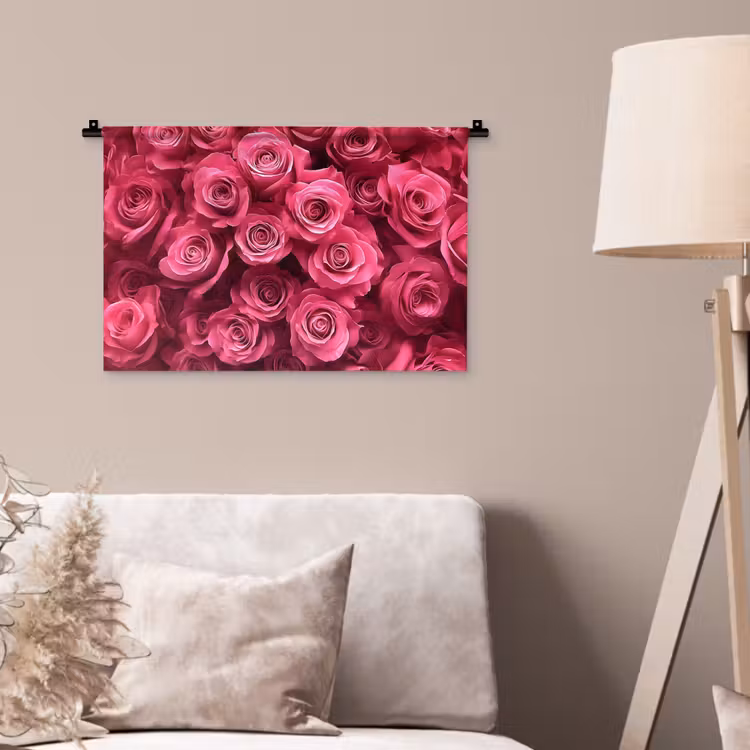 Rozen - Pink - Bloem Wandkleed katoen klein -sfeer4