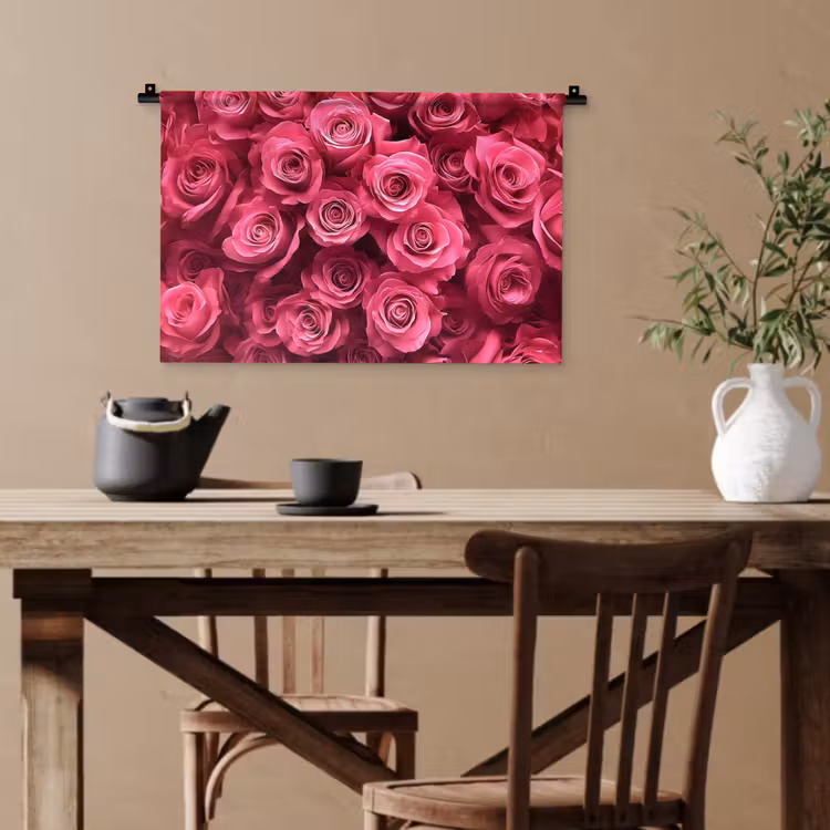 Rozen - Pink - Bloem Wandkleed katoen klein -sfeer6