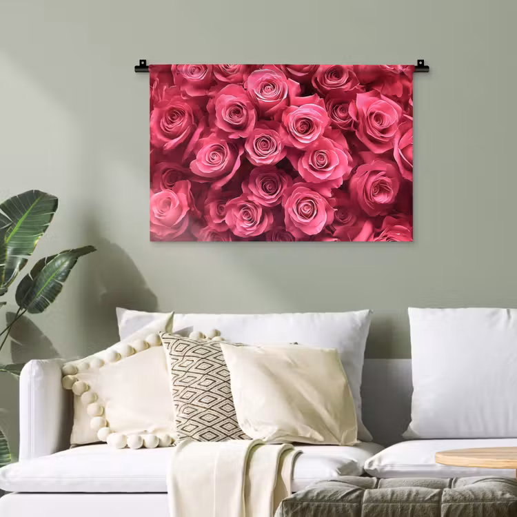 Rozen - Pink - Bloem Wandkleed katoen klein -sfeer7