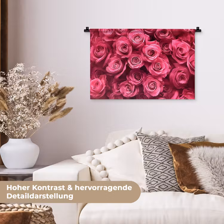 Rozen - Pink - Bloem Wandkleed katoen klein -tsfeer1_DE