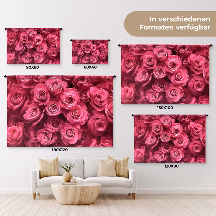 Rozen - Pink - Bloem Wandkleed katoen klein -tsfeer8_DE