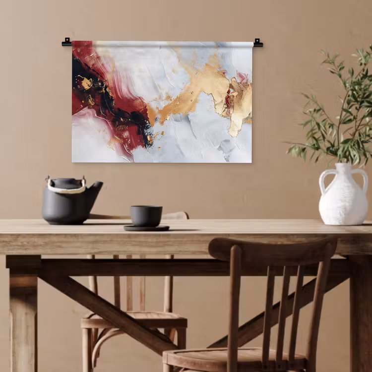 Rood - Abstract - Goud - Modern Wandkleed katoen klein -sfeer6