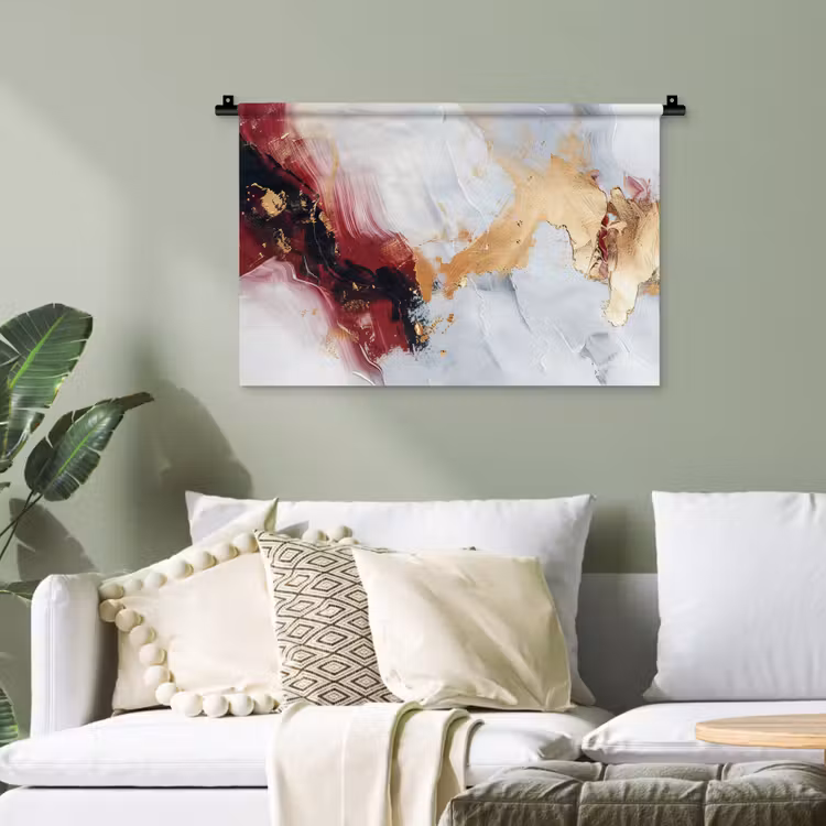 Rood - Abstract - Goud - Modern Wandkleed katoen klein -sfeer7