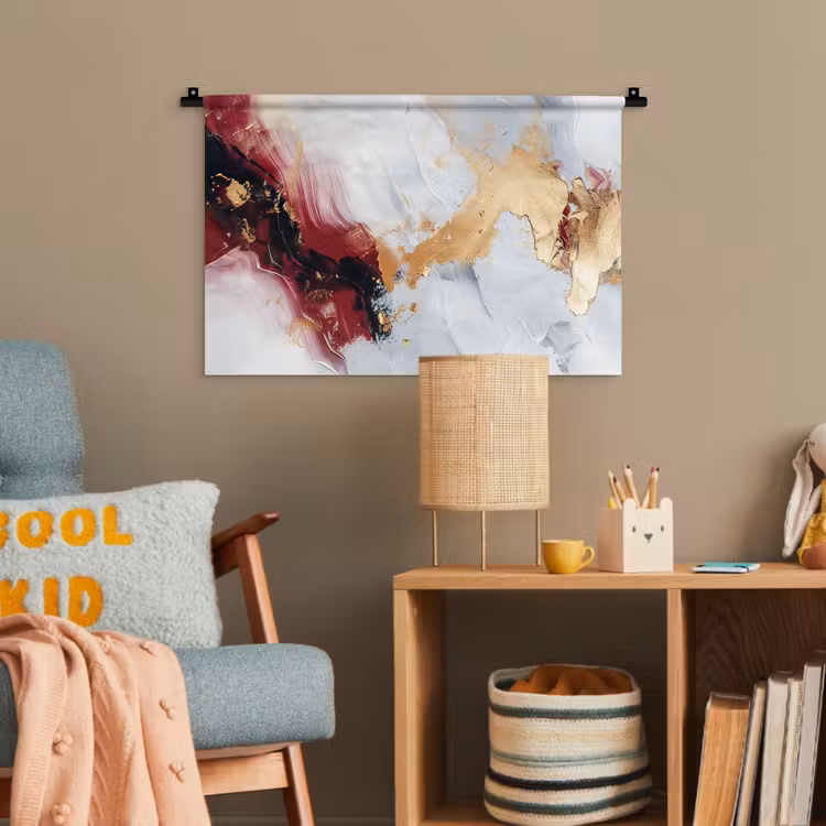 Rood - Abstract - Goud - Modern Wandkleed katoen klein -wsfeer4_kind