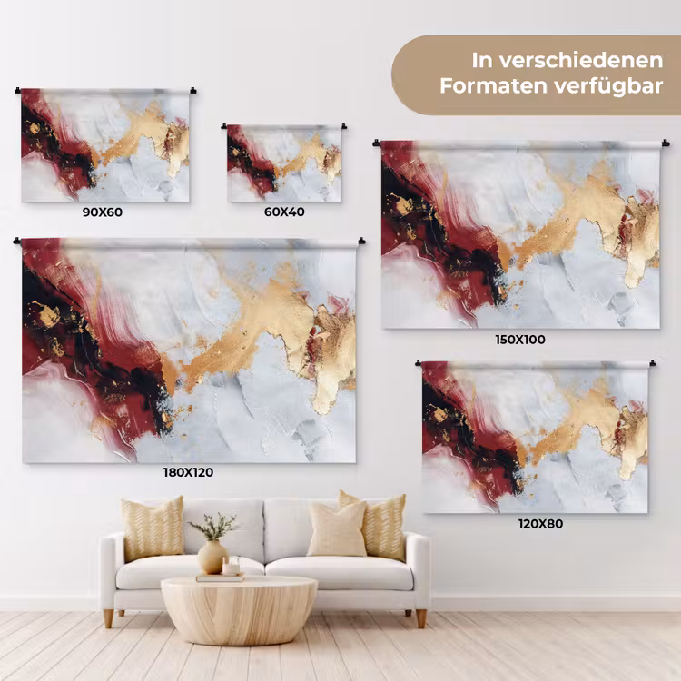 Rood - Abstract - Goud - Modern Wandkleed katoen klein -tsfeer8_DE