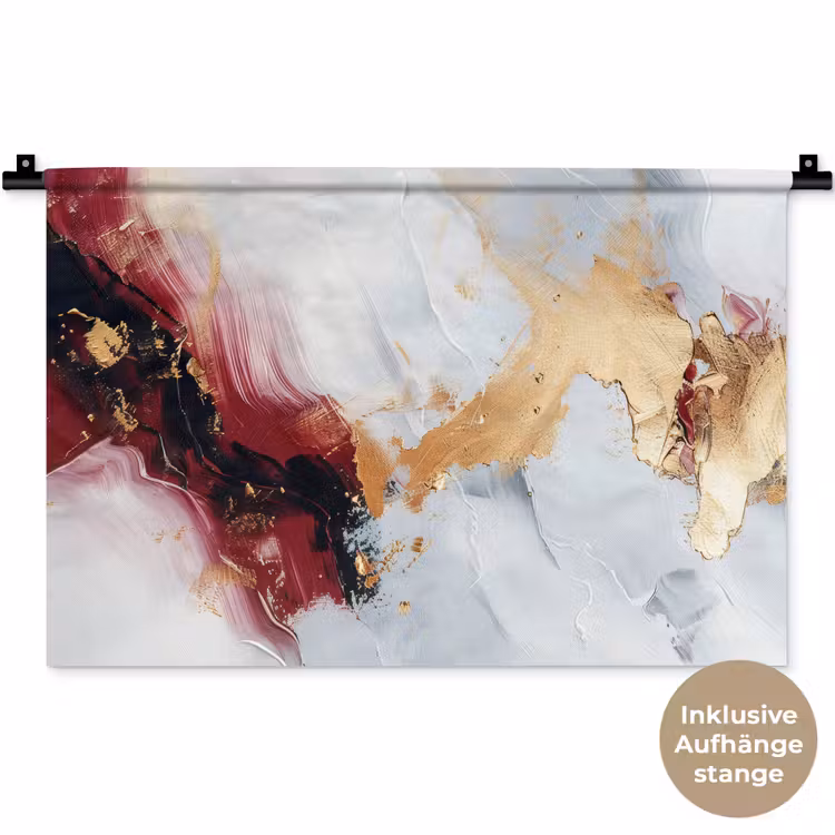Rood - Abstract - Goud - Modern Wandkleed katoen klein -t3d_DE