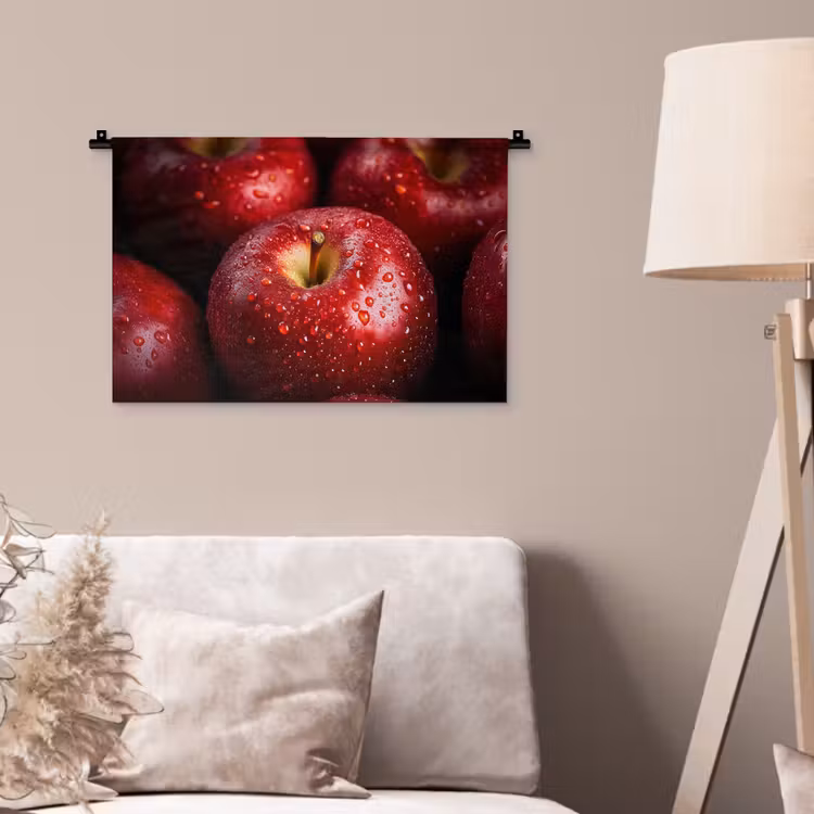 Rood - Appels - Fruit Wandkleed katoen klein -sfeer4