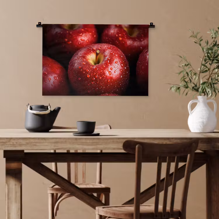Rood - Appels - Fruit Wandkleed katoen klein -sfeer6
