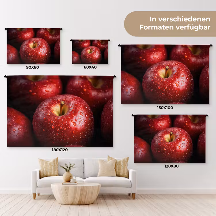 Rood - Appels - Fruit Wandkleed katoen klein -tsfeer8_DE