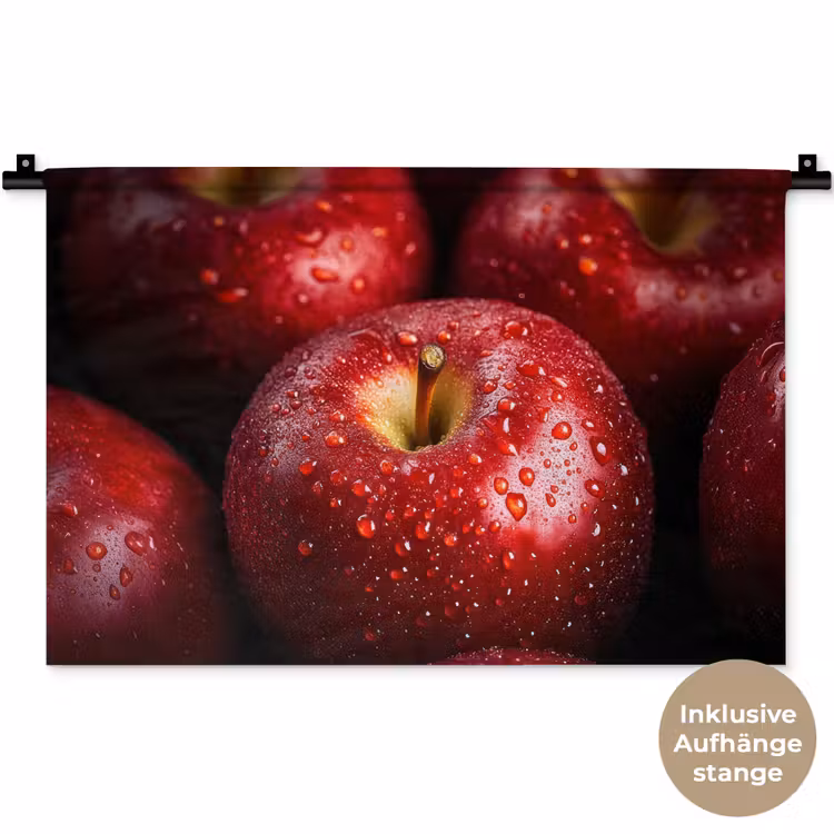 Rood - Appels - Fruit Wandkleed katoen klein -t3d_DE
