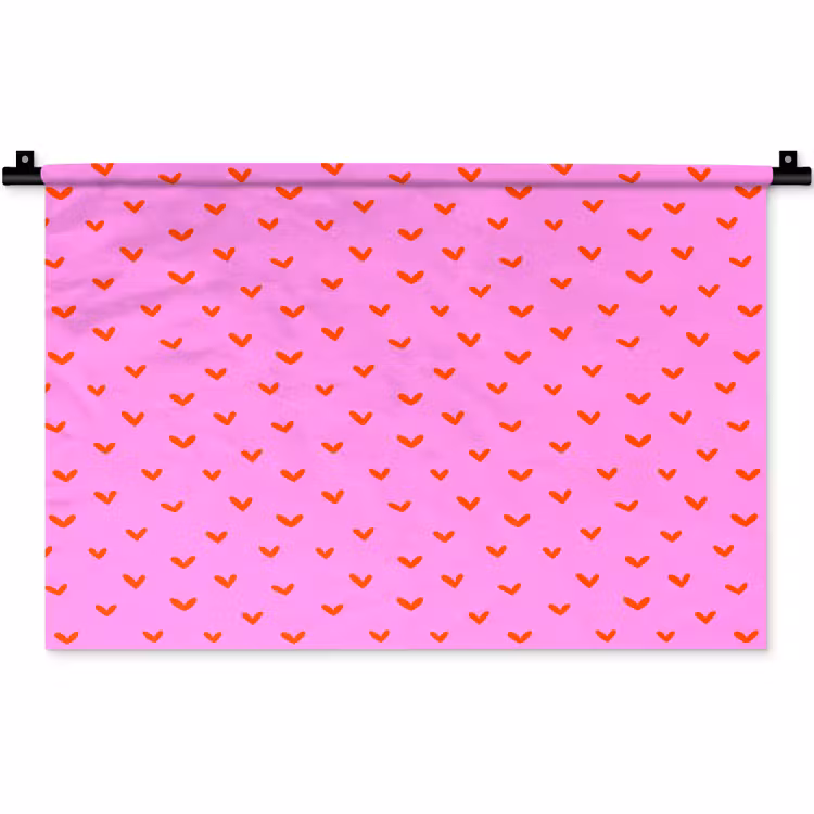 Rood - Hartjes - Roze - Patroon Wandkleed katoen klein 269 -zz3d