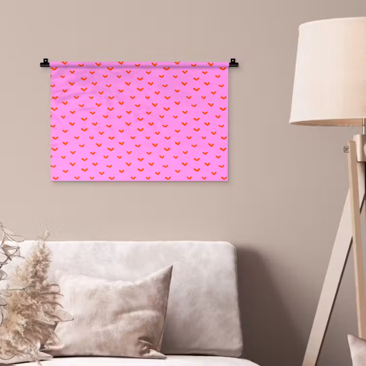 Rood - Hartjes - Roze - Patroon Wandkleed katoen klein 269 -sfeer4