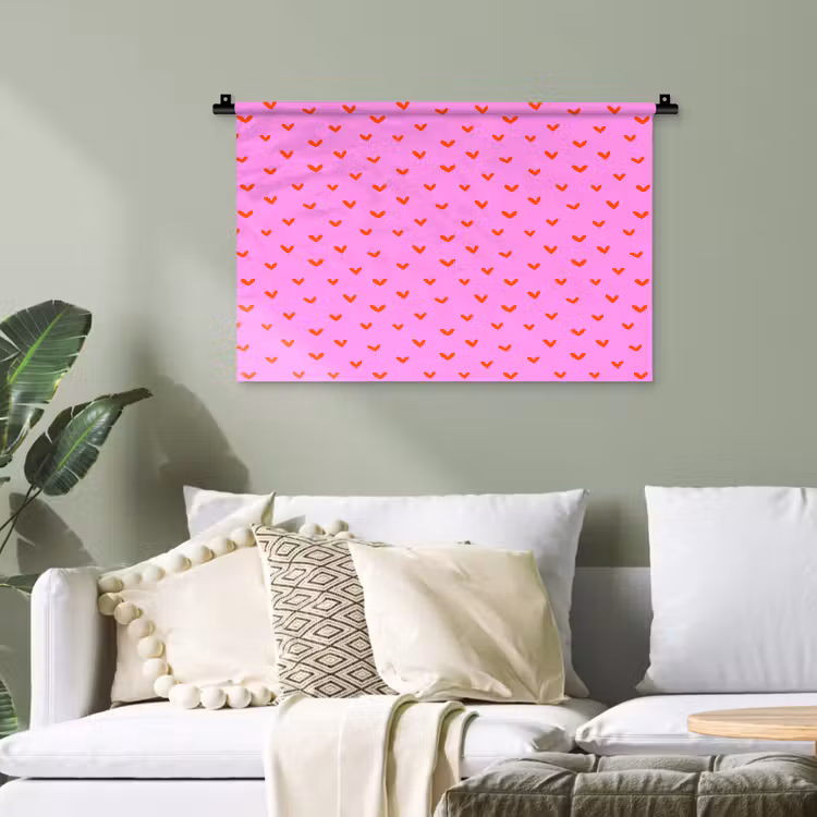 Rood - Hartjes - Roze - Patroon Wandkleed katoen klein 269 -sfeer7