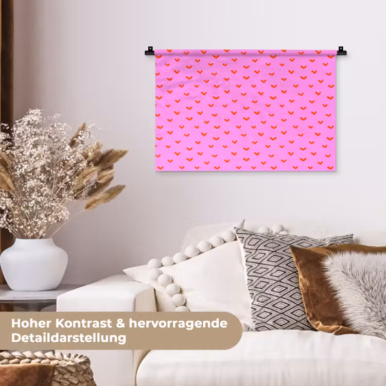 Rood - Hartjes - Roze - Patroon Wandkleed katoen klein 269 -tsfeer1_DE