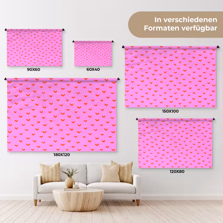 Rood - Hartjes - Roze - Patroon Wandkleed katoen klein 269 -tsfeer8_DE