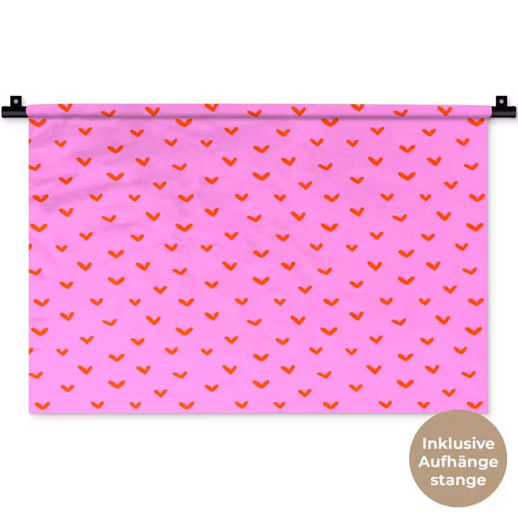 Rood - Hartjes - Roze - Patroon Wandkleed katoen klein 269 -t3d_DE