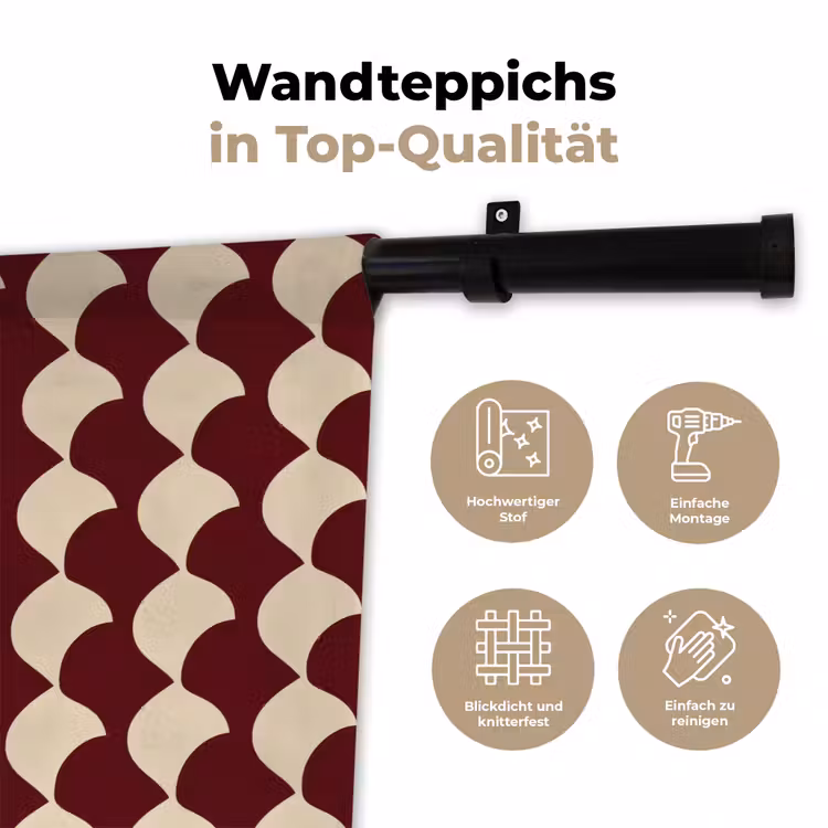 Rood - Tegelpatroon - Crème Wandkleed katoen klein 269 -tsfeer2_DE