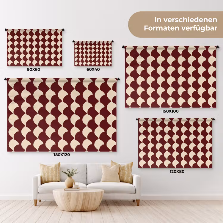 Rood - Tegelpatroon - Crème Wandkleed katoen klein 269 -tsfeer8_DE