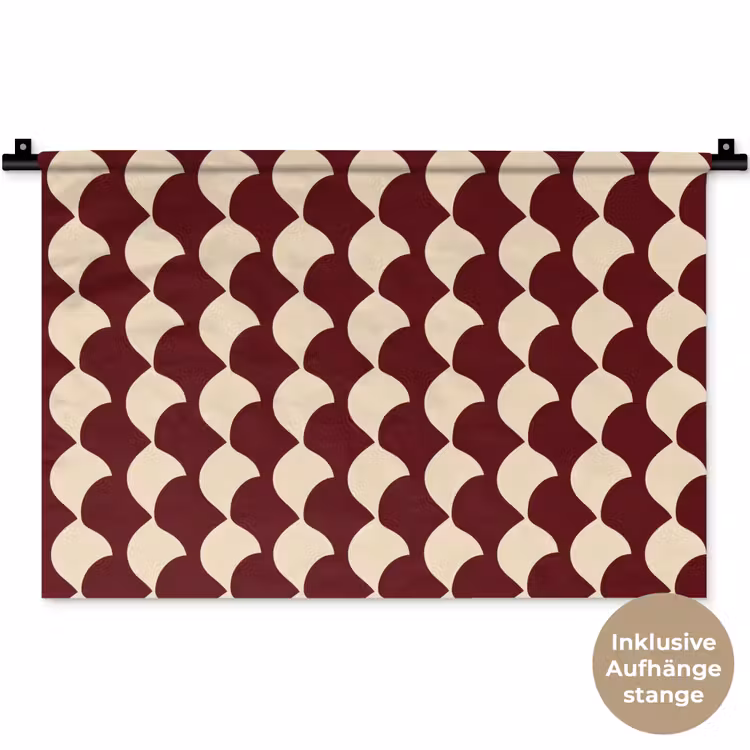Rood - Tegelpatroon - Crème Wandkleed katoen klein 269 -t3d_DE
