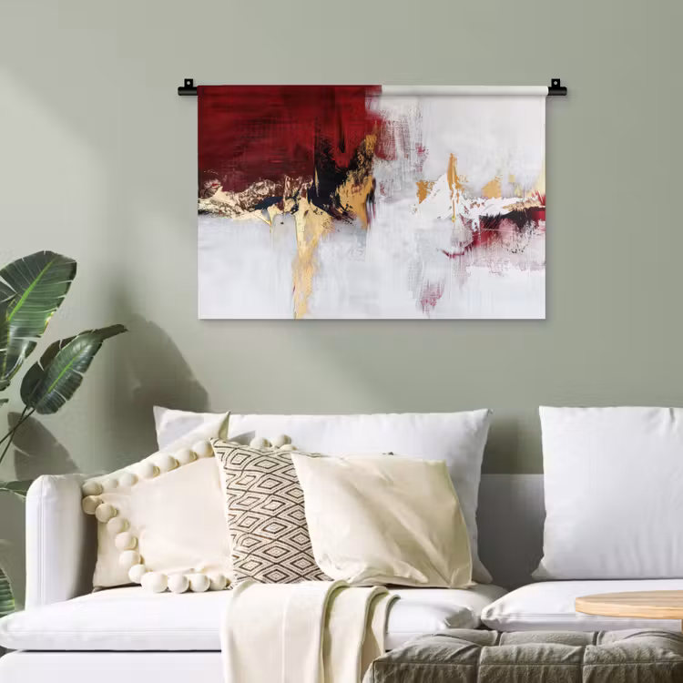 Rood - Marmer - Abstract - Goud - Modern Wandkleed katoen klein -sfeer7