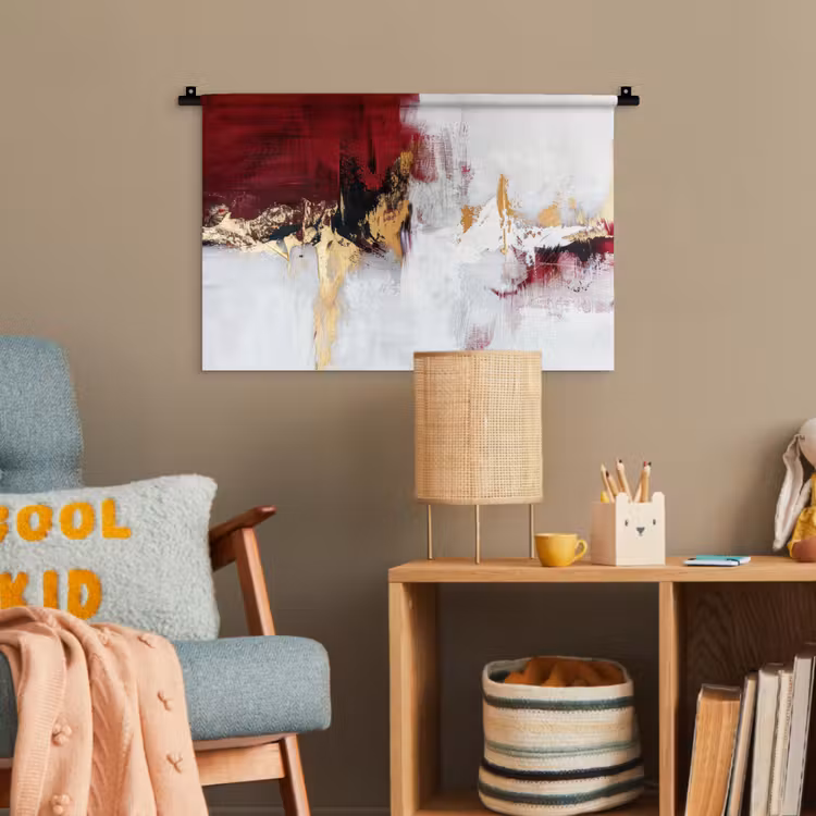 Rood - Marmer - Abstract - Goud - Modern Wandkleed katoen klein -wsfeer4_kind