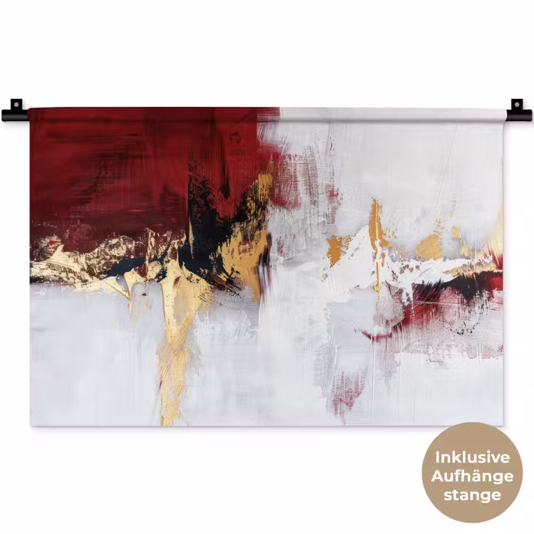 Rood - Marmer - Abstract - Goud - Modern Wandkleed katoen klein -t3d_DE