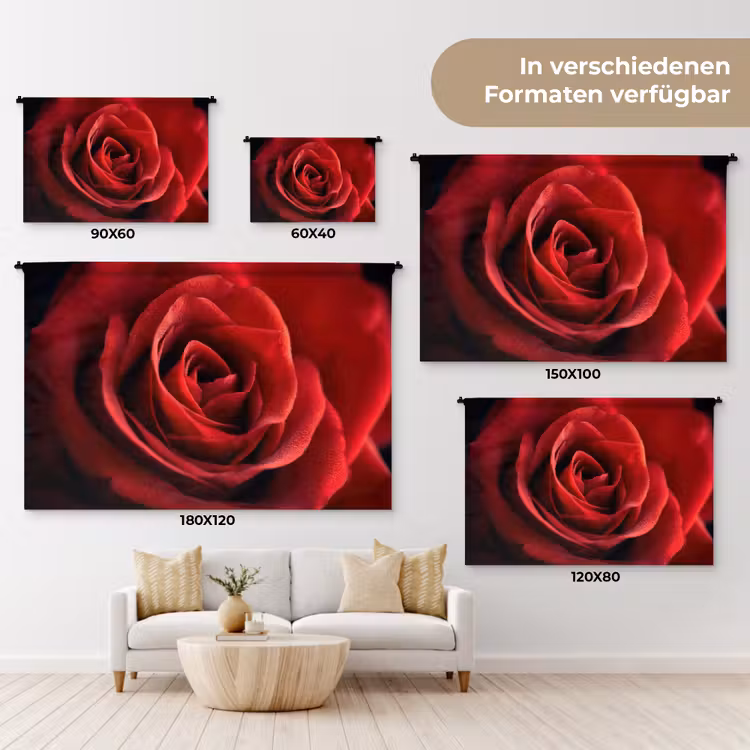 Rood - Roos - Romantisch Wandkleed katoen klein -tsfeer8_DE