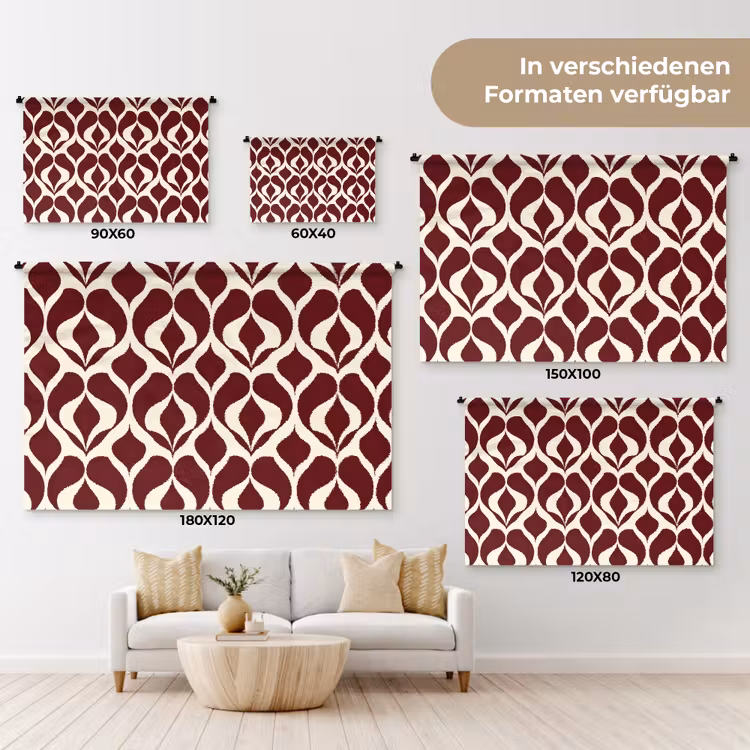 Rood - Druppelpatroon - Grafisch Wandkleed katoen klein 269 -tsfeer8_DE