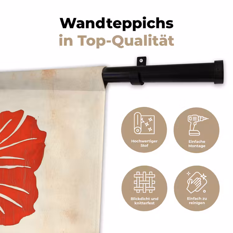 Rode hibiscusbloem - Textuur achtergrond - Beige Wandkleed katoen klein -tsfeer2_DE