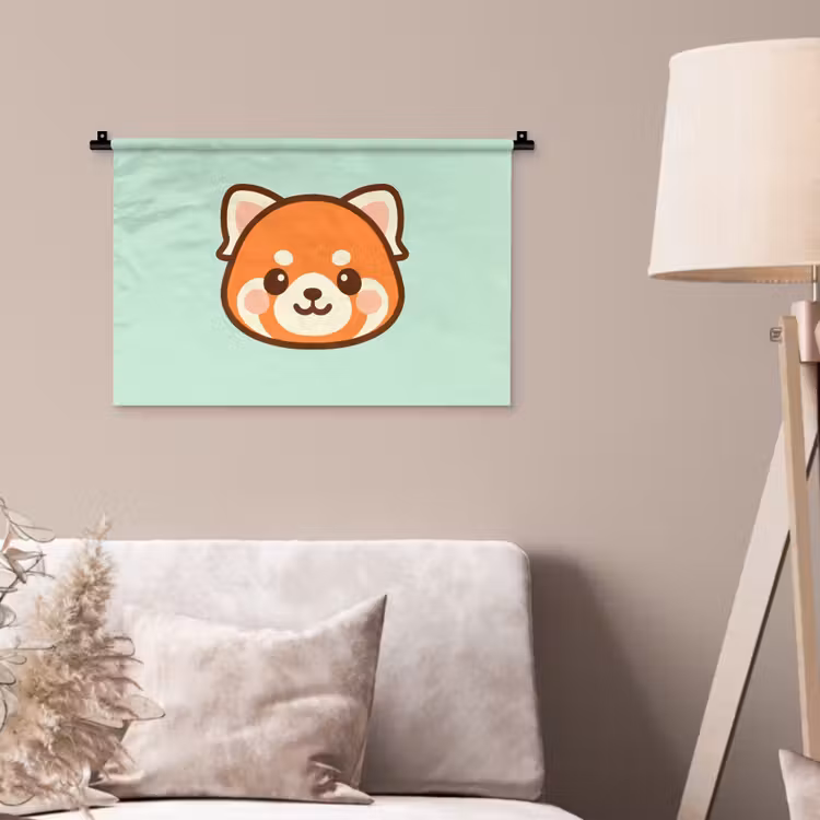 Rode panda - Groen - Cartoon Wandkleed katoen klein -sfeer4