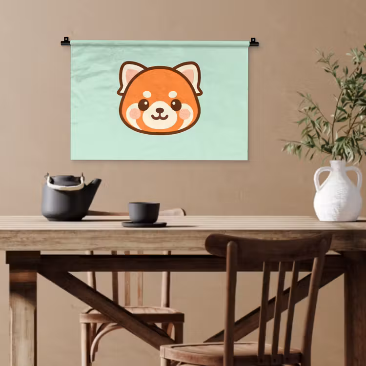 Rode panda - Groen - Cartoon Wandkleed katoen klein -sfeer6