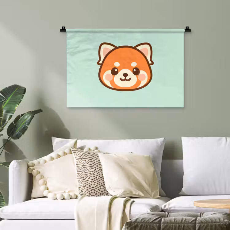 Rode panda - Groen - Cartoon Wandkleed katoen klein -sfeer7