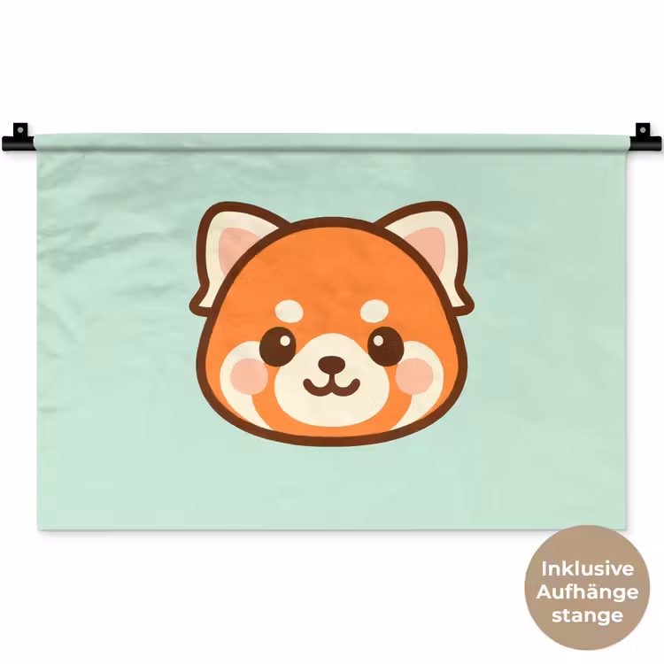 Rode panda - Groen - Cartoon Wandkleed katoen klein -t3d_DE