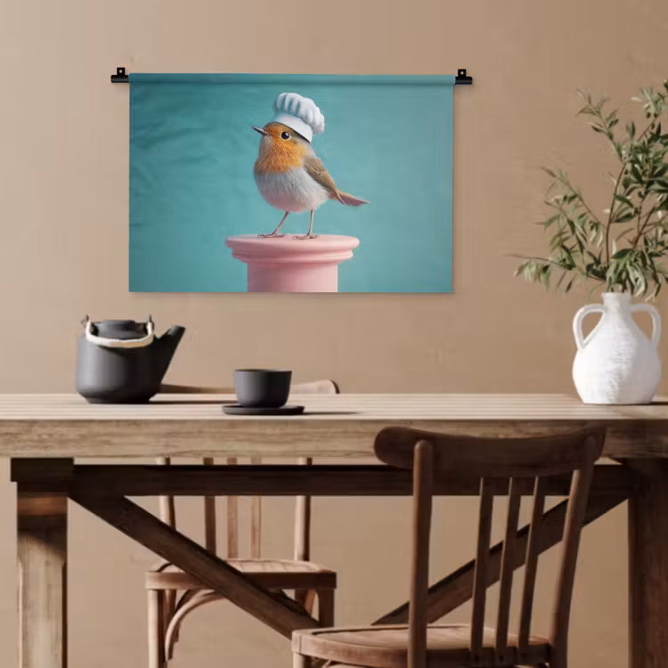 Roodborstje - Vogel - Koksmuts - Sokkel Wandkleed katoen klein -sfeer6