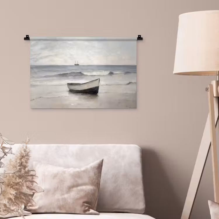 Roeiboot - Zee - Horizon Wandkleed katoen klein -sfeer4