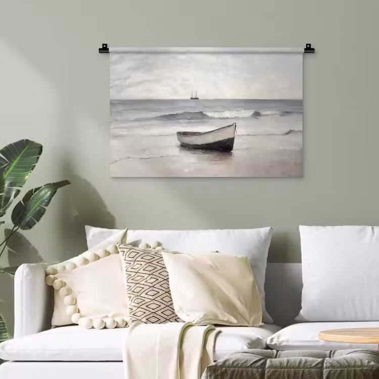 Roeiboot - Zee - Horizon Wandkleed katoen klein -sfeer7