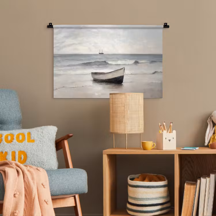 Roeiboot - Zee - Horizon Wandkleed katoen klein -wsfeer4_kind