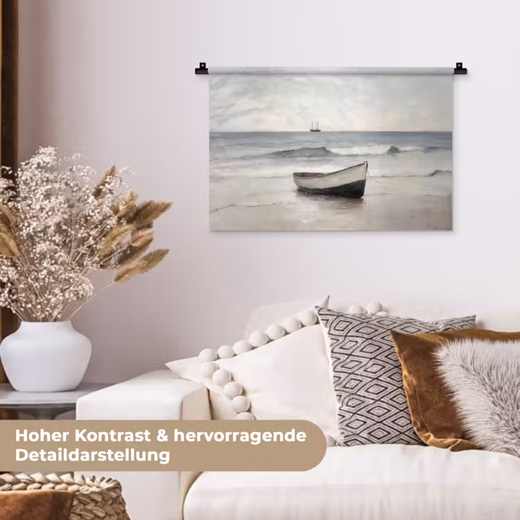 Roeiboot - Zee - Horizon Wandkleed katoen klein -tsfeer1_DE