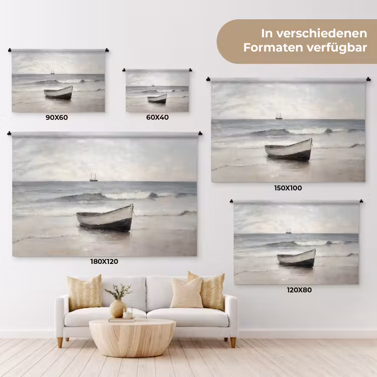 Roeiboot - Zee - Horizon Wandkleed katoen klein -tsfeer8_DE
