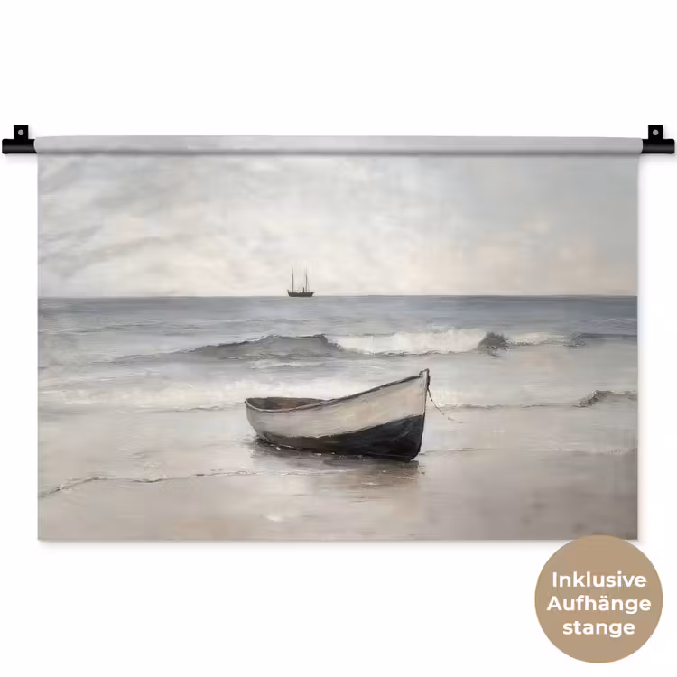Roeiboot - Zee - Horizon Wandkleed katoen klein -t3d_DE