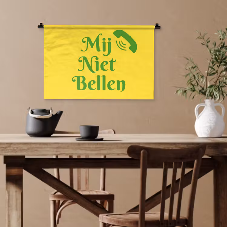 Mij niet bellen - Telefoon - Geel Wandkleed katoen klein -sfeer6