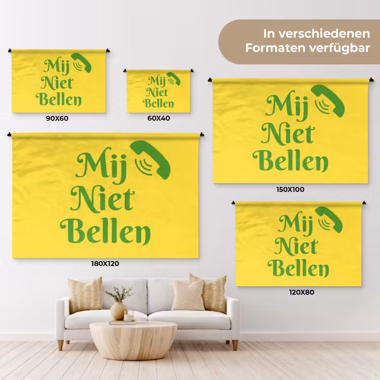 Mij niet bellen - Telefoon - Geel Wandkleed katoen klein -tsfeer8_DE
